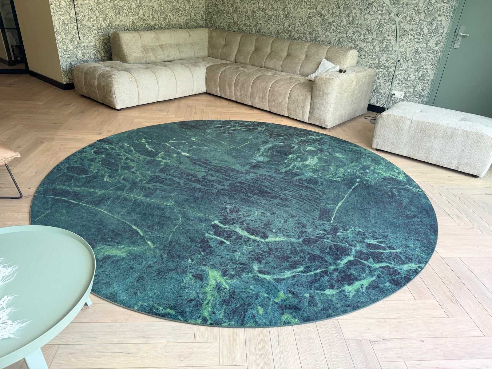 Desso Vloerkleed Sense of Marble 7471 Groen Rond 300 cm, Ophalen, Rond, Zo goed als nieuw, 200 cm of meer