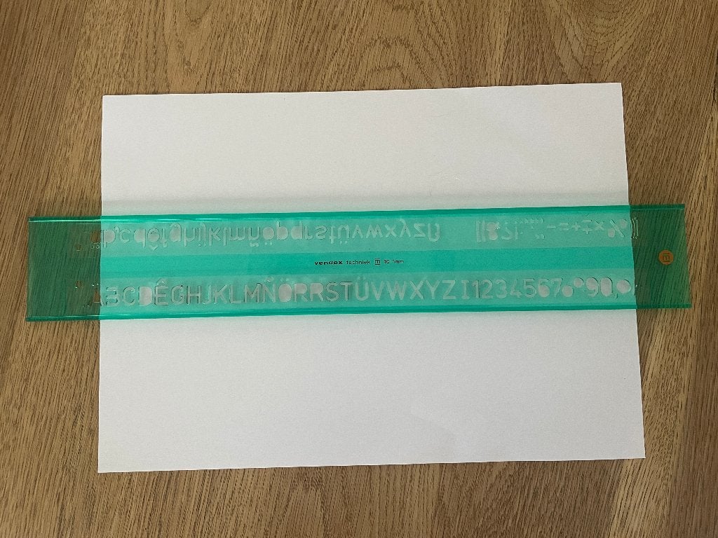 D403 Vintage Vendex sjabloon liniaal lettersjabloon cijfers, Ophalen of Verzenden, Gebruikt, Overige typen