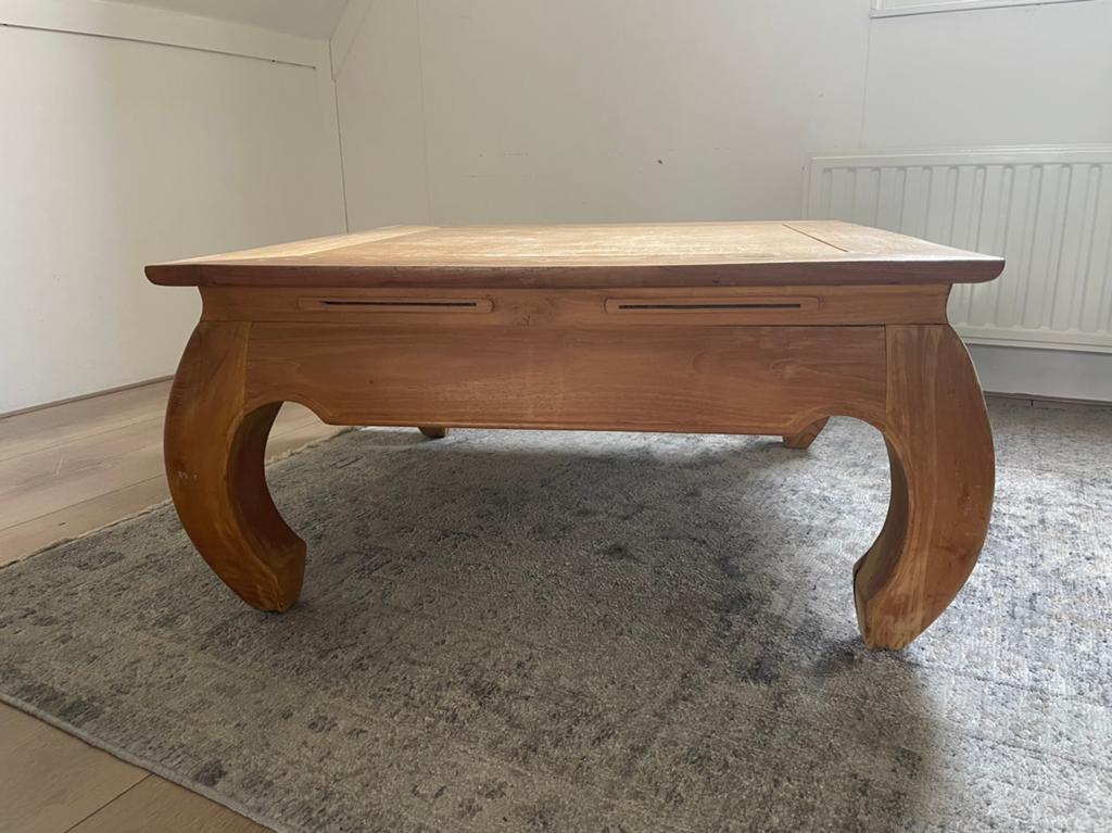 Opiumtafel teak, Ophalen, Vierkant, Teakhout, Minder dan 50 cm