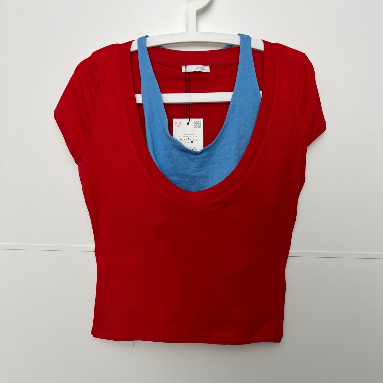 Zara top rood met blauwe bandjes, nieuw met kaartjes, Ophalen of Verzenden, Nieuw, Rood, Korte mouw