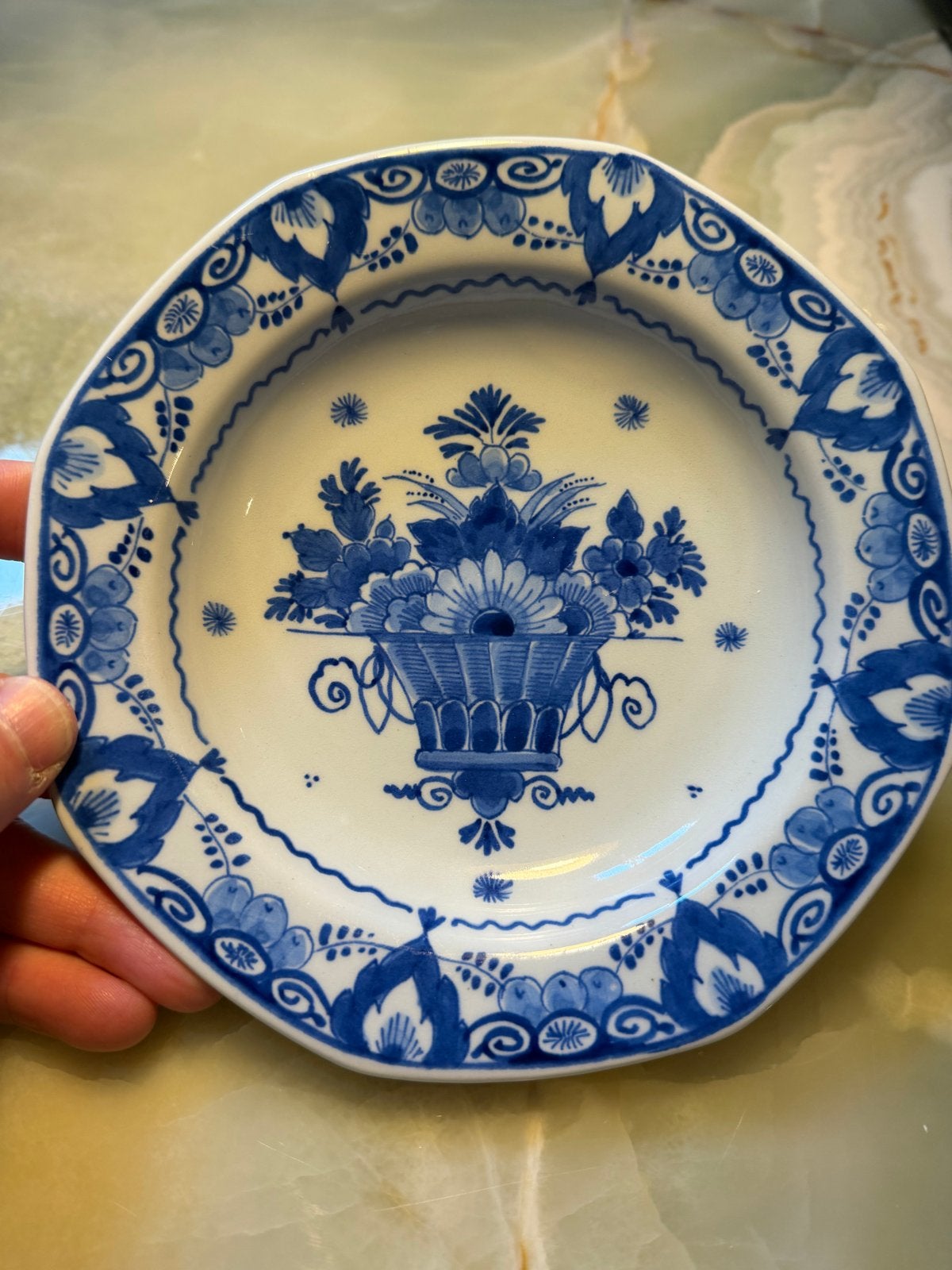 Antiek Delfts Blauw Wandbordje - Handgeschilderd, Antiek en Kunst, Ophalen of Verzenden