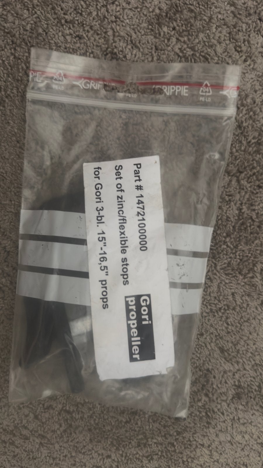 Gori Propeller Zink/Flexibele Stoppers voor 3-blads 15-16.5", Ophalen of Verzenden, Nieuw, Motor en Techniek