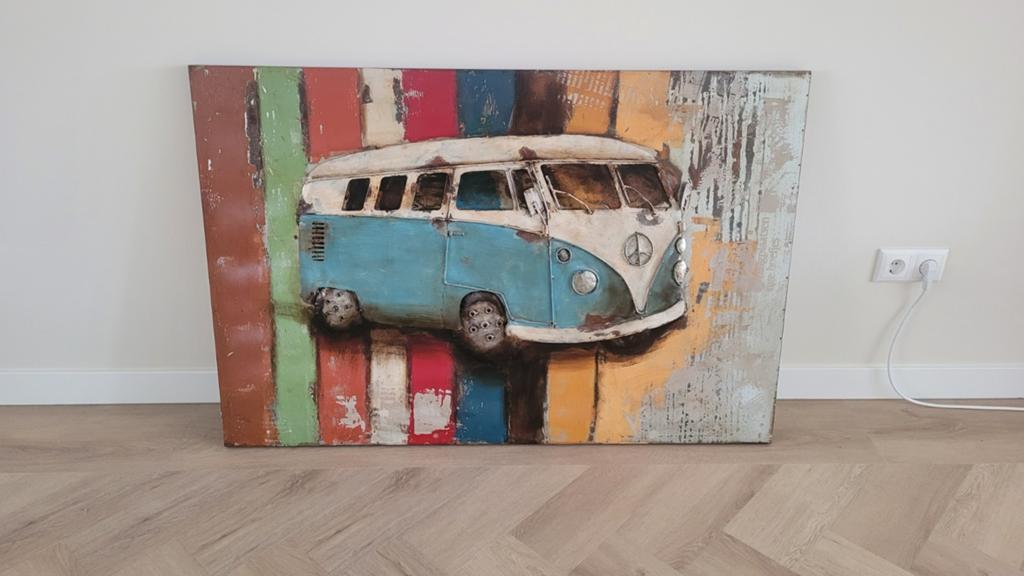 Metalen 80x120cm 3D schilderij Volkswagen T1, Huis en Inrichting, Woonaccessoires | Schilderijen, Tekeningen en Foto's, Ophalen