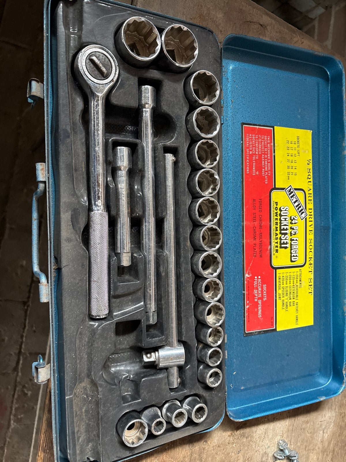 Powermaster 24-delige doppenset met ratel en doppen, Ophalen of Verzenden, Gebruikt, Gereedschapsset, Overige merken