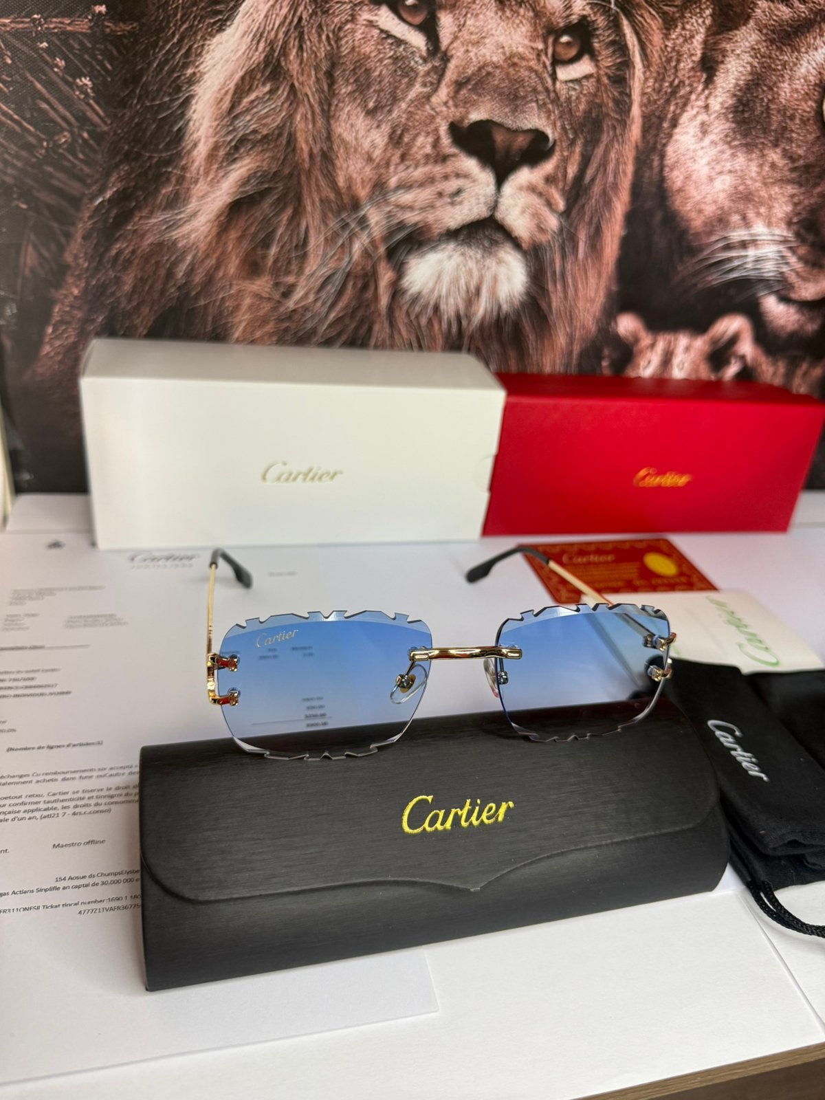 Cartier Diamond cut zonnebril  blauw, Sieraden, Tassen en Uiterlijk, Zonnebrillen en Brillen | Heren, Ophalen of Verzenden, Zo goed als nieuw