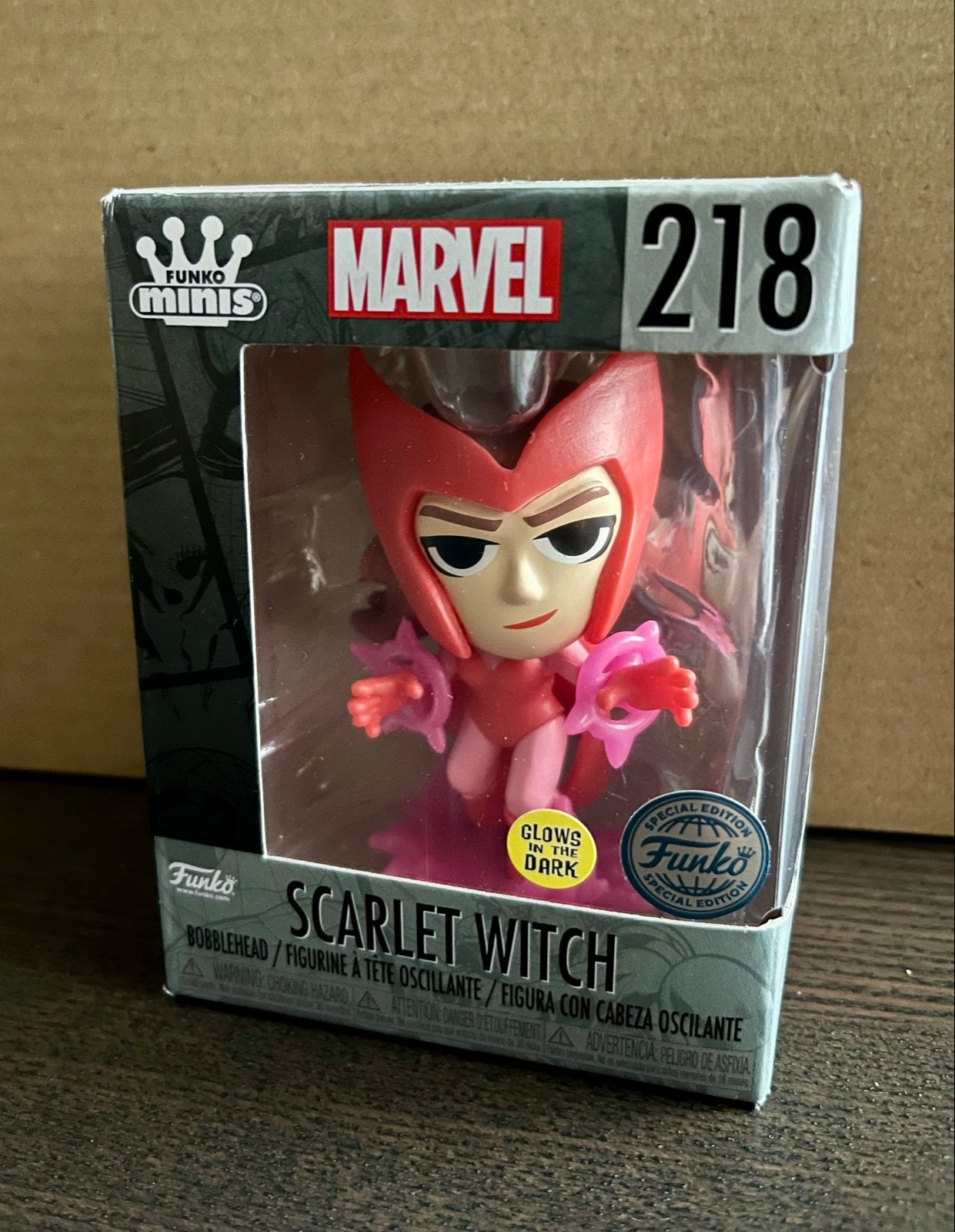 Funko Minis Marvel Scarlet Witch Bobblehead #218 Glows in Da, Ophalen of Verzenden, Nieuw