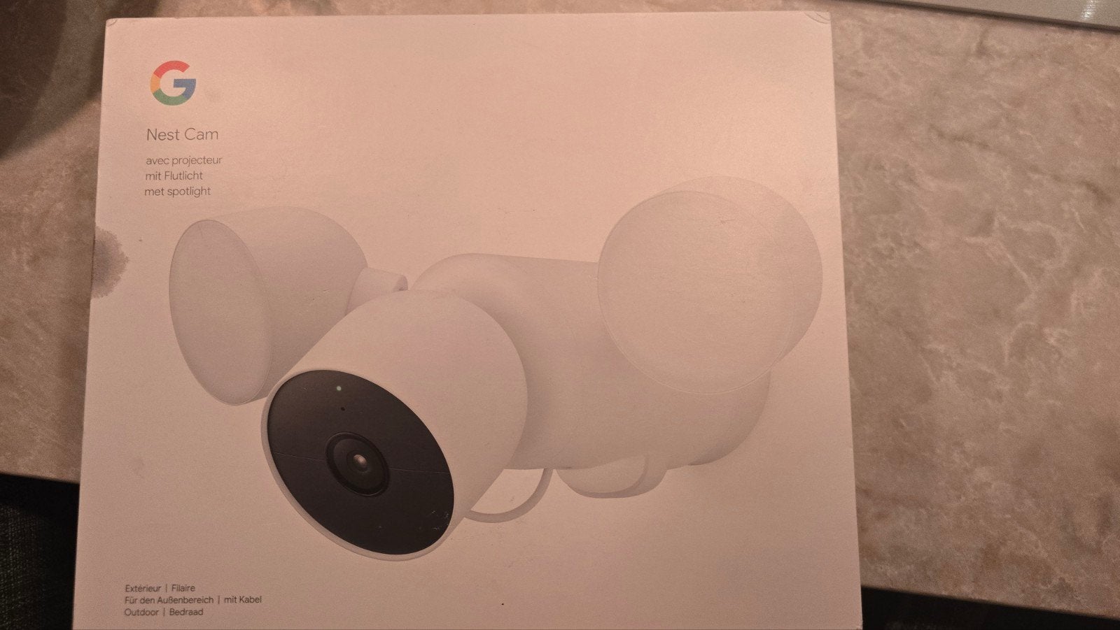 Google Nest Cam met schijnwerper - Nieuw in doos, Audio, Tv en Foto, Ophalen of Verzenden, Nieuw, Buitencamera