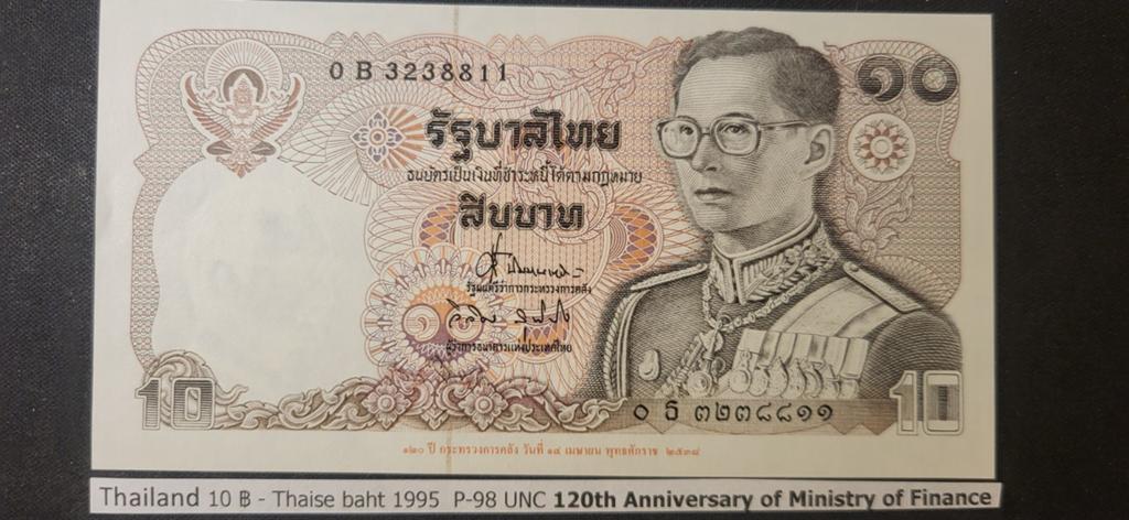 Thailand 10 Baht 1995 P98 UNC 120e jaar Ministerie Financien, Ophalen of Verzenden