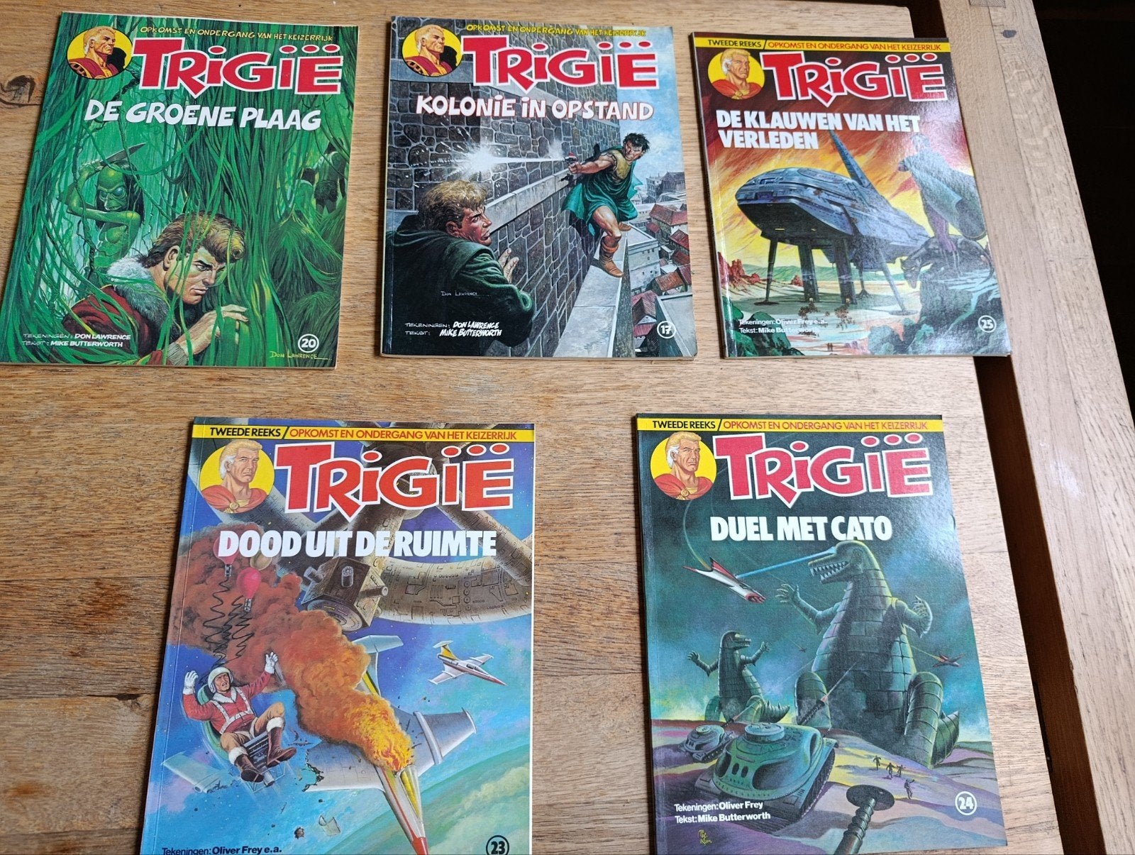 Trigië stripboeken, 5 delen, Oberon, vintage sciencefiction, Meerdere comics, Ophalen of Verzenden, Zo goed als nieuw, Europa