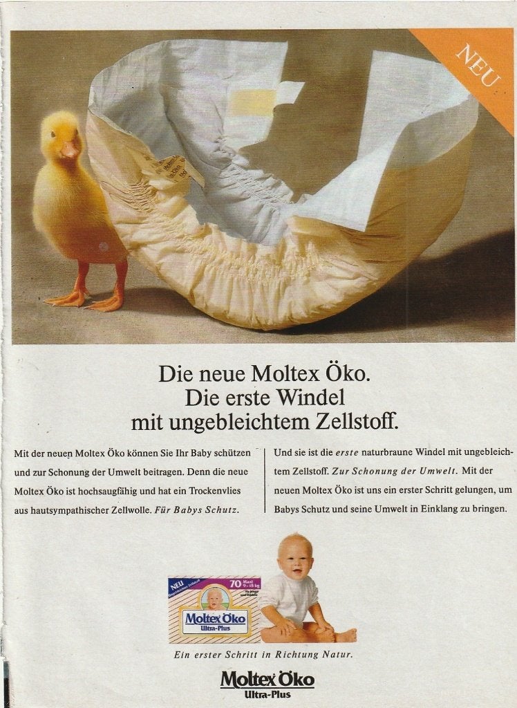 Retro reclame 1991 Moltex baby luiers de ongebleekte, Verzenden, Overige typen