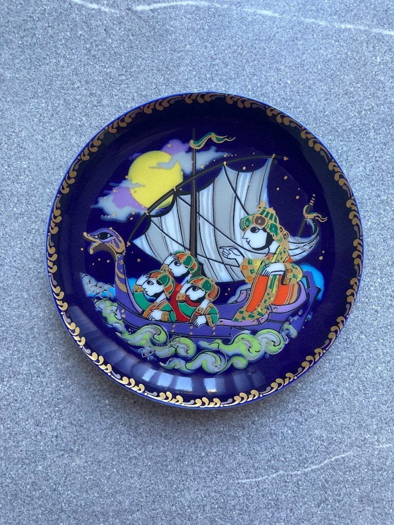Wiinblad wandbord Sindbad de Zeeman, sprookje 1, 16 cm ,, Ophalen of Verzenden