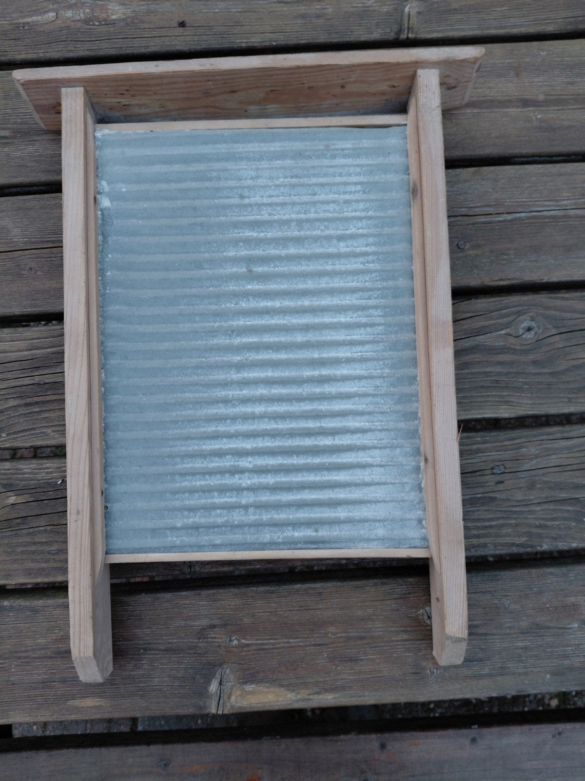 Vintage Antiek Wasbord - Decoratief Houten en Zinken Bord, Ophalen of Verzenden