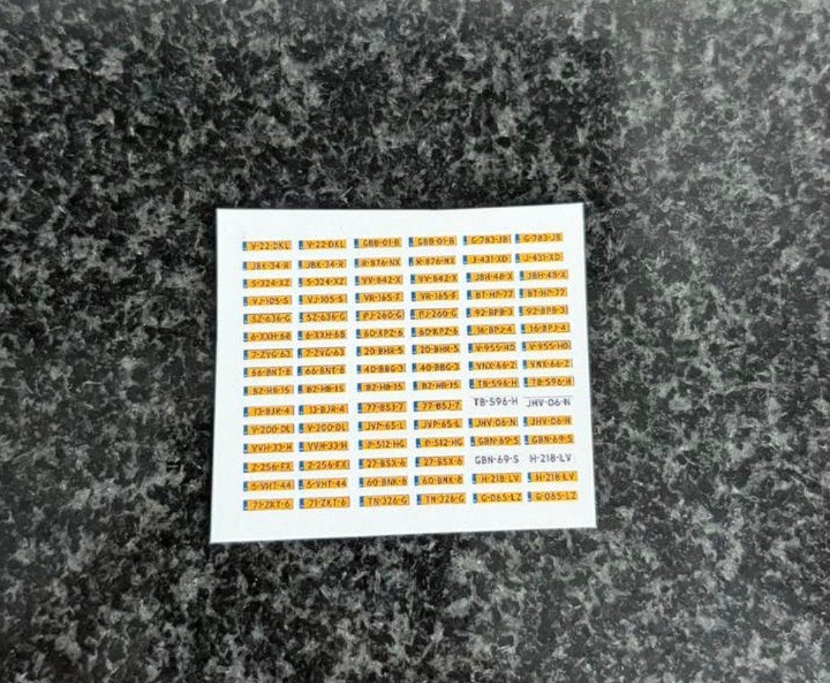 Decals transfer set nederlandse kenteken nummerplaten modern, Hobby en Vrije tijd, Modelauto's | 1:87, Verzenden, Nieuw, Overige merken