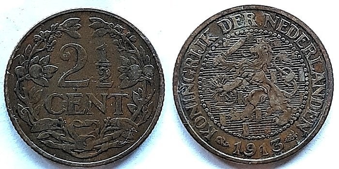 2 ½ cent 1913, Postzegels en Munten, Verzenden, Koningin Wilhelmina, Overige waardes