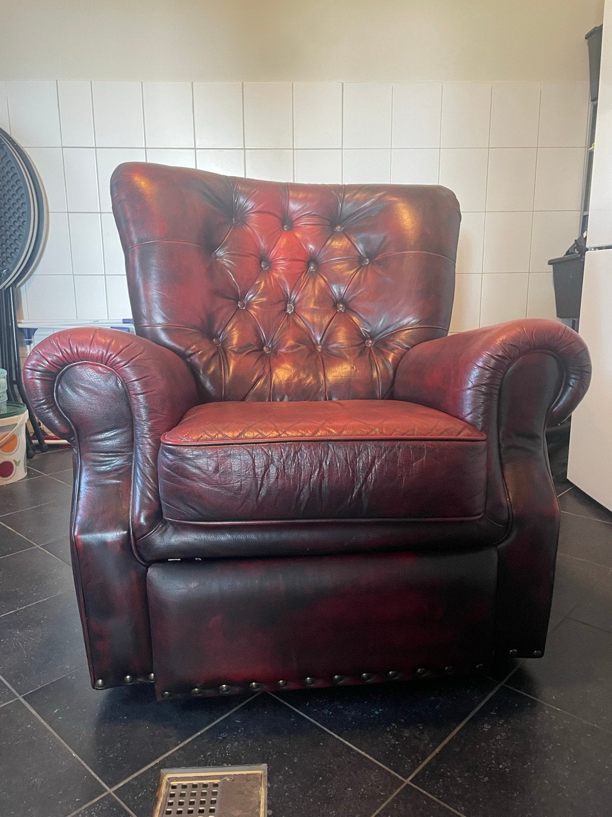 Luxe Leren Relaxfauteuil - Chesterfield Stijl