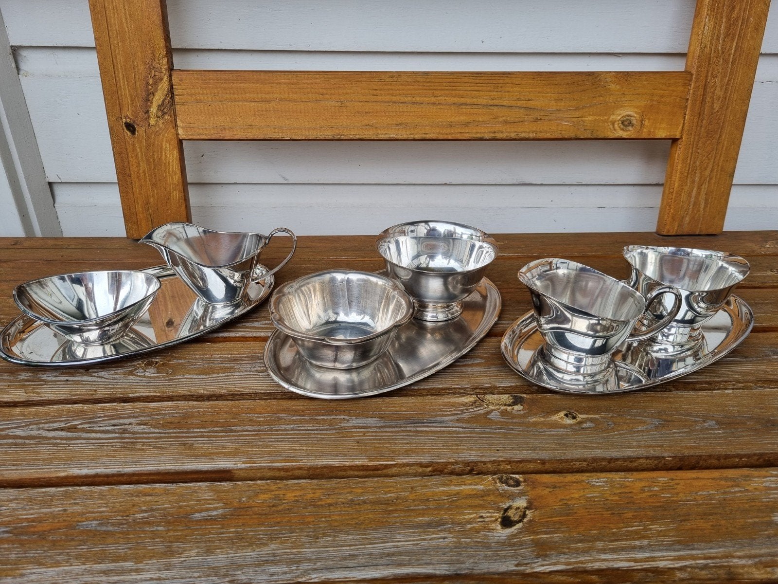 3x Verzilverd roomstel, Antiek en Kunst, Ophalen of Verzenden, Zilver