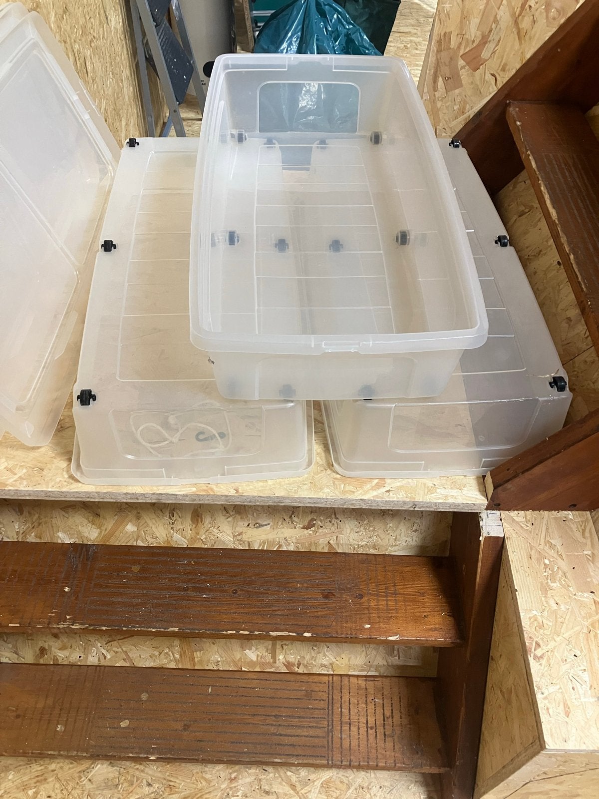 Transparante opbergboxen met wielen (3 stuks), Ophalen, Gebruikt, 40 tot 60 cm, 75 tot 100 cm