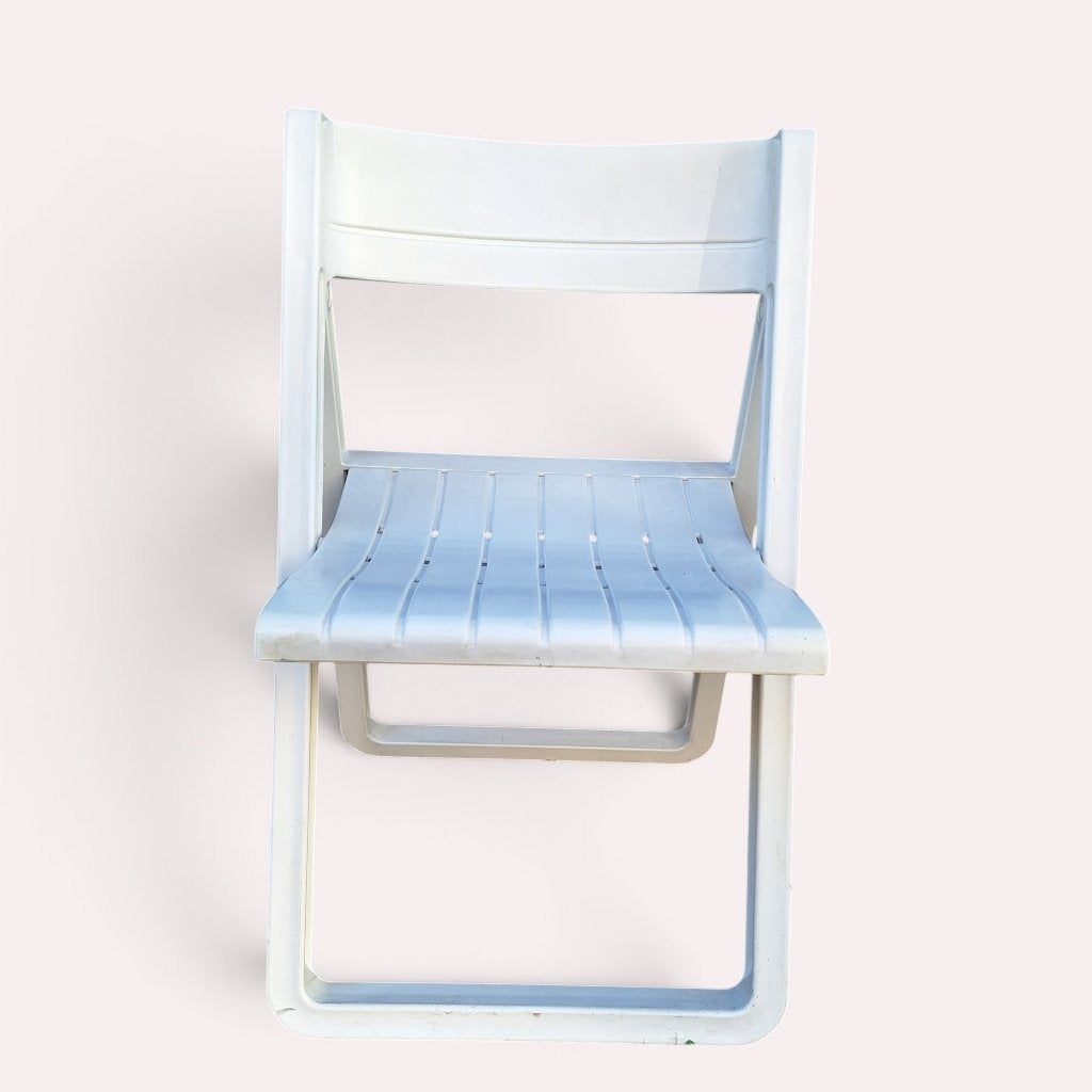 Witte jaren 80 opvouwbare stoel van kunststof, Ophalen, Kunststof, Gebruikt, Wit