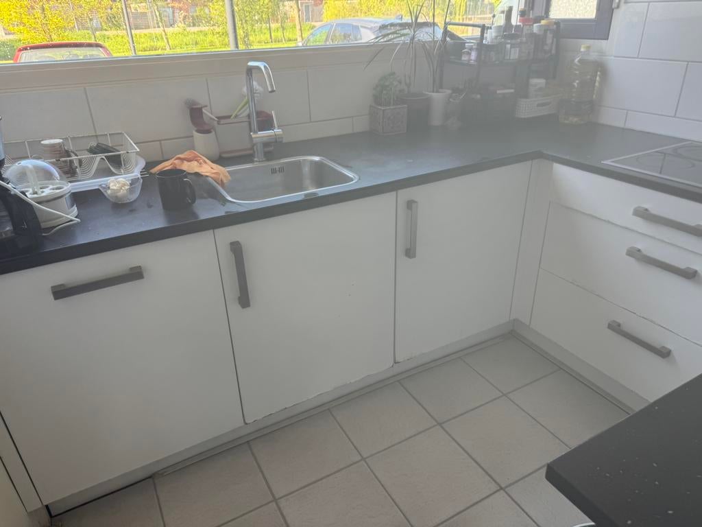 Volledige keuken met apparaturen zelf demonteren en ophalen, Ophalen, Gebruikt, Wit, Hoekkeuken