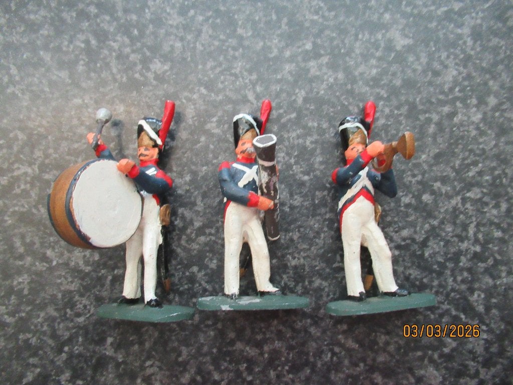 3 TINNEN SOLDAATJES MET INSTRUMENT- NAPOLEONTISCHE TIJD, Ophalen of Verzenden