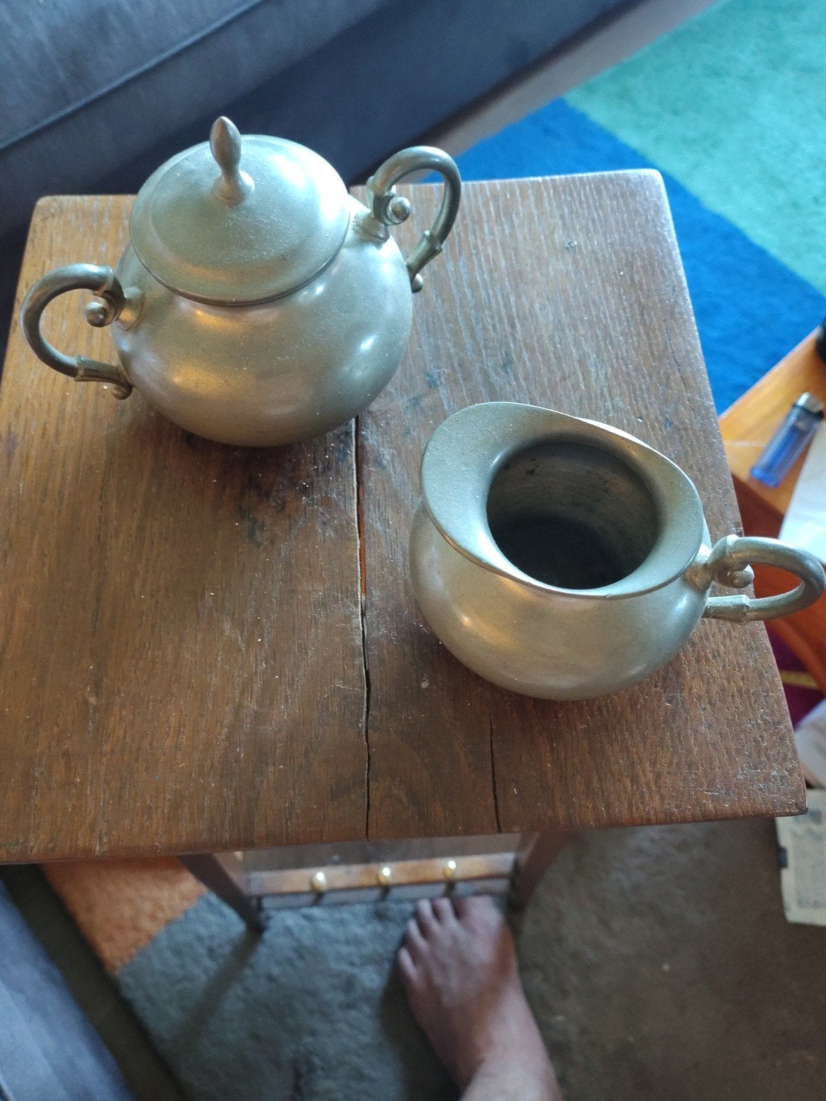 Antiek tinnen theepotje en melkkannetje, Holland, Antiek en Kunst, Ophalen of Verzenden