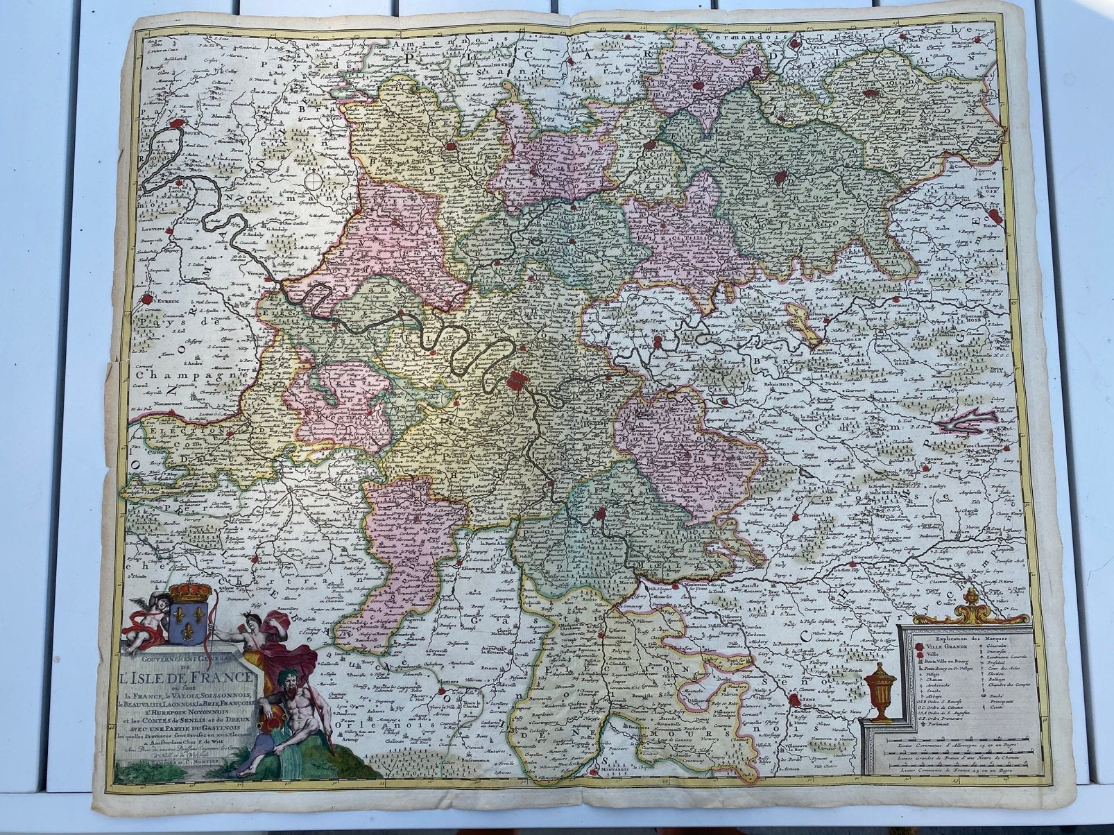 Frankrijk landkaart 17/18e eeuw, l’Isle de France, Ophalen of Verzenden
