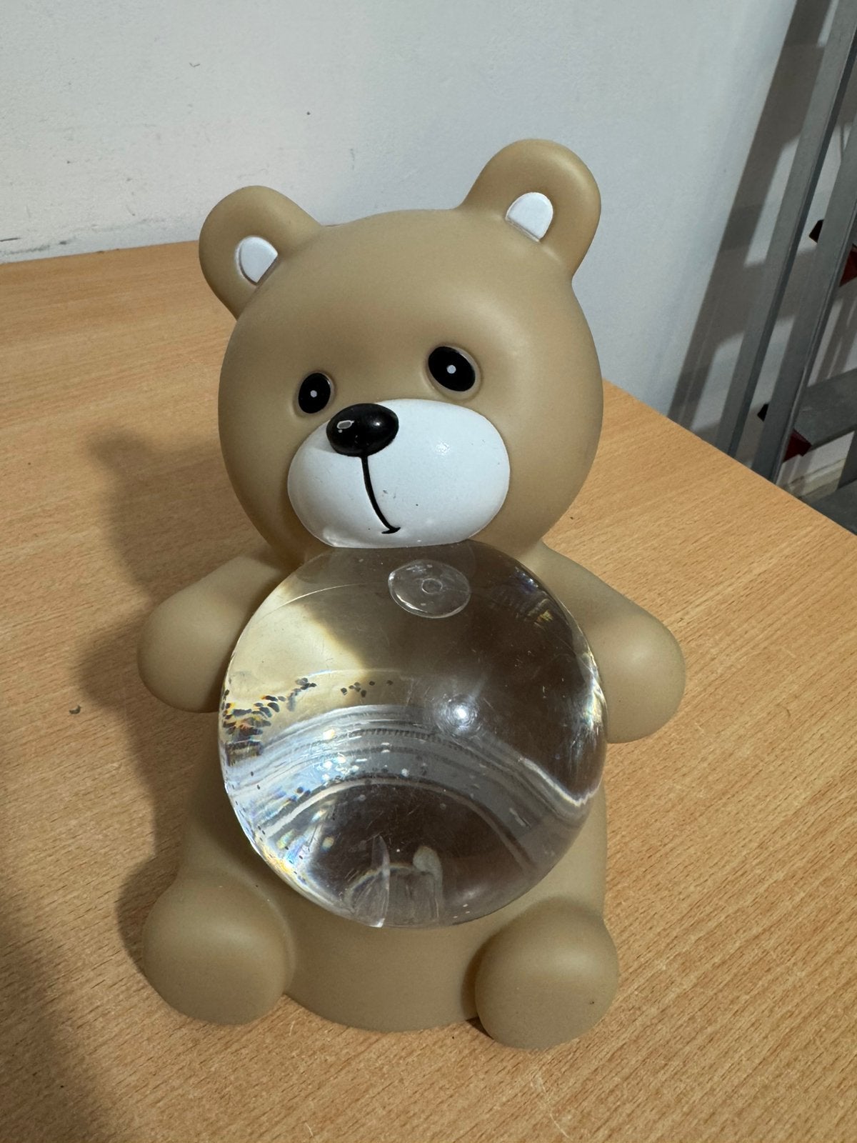 Beige Beer Nachtlamp met een glitterbol, Gebruikt, Overige merken, Bruin, Ophalen of Verzenden