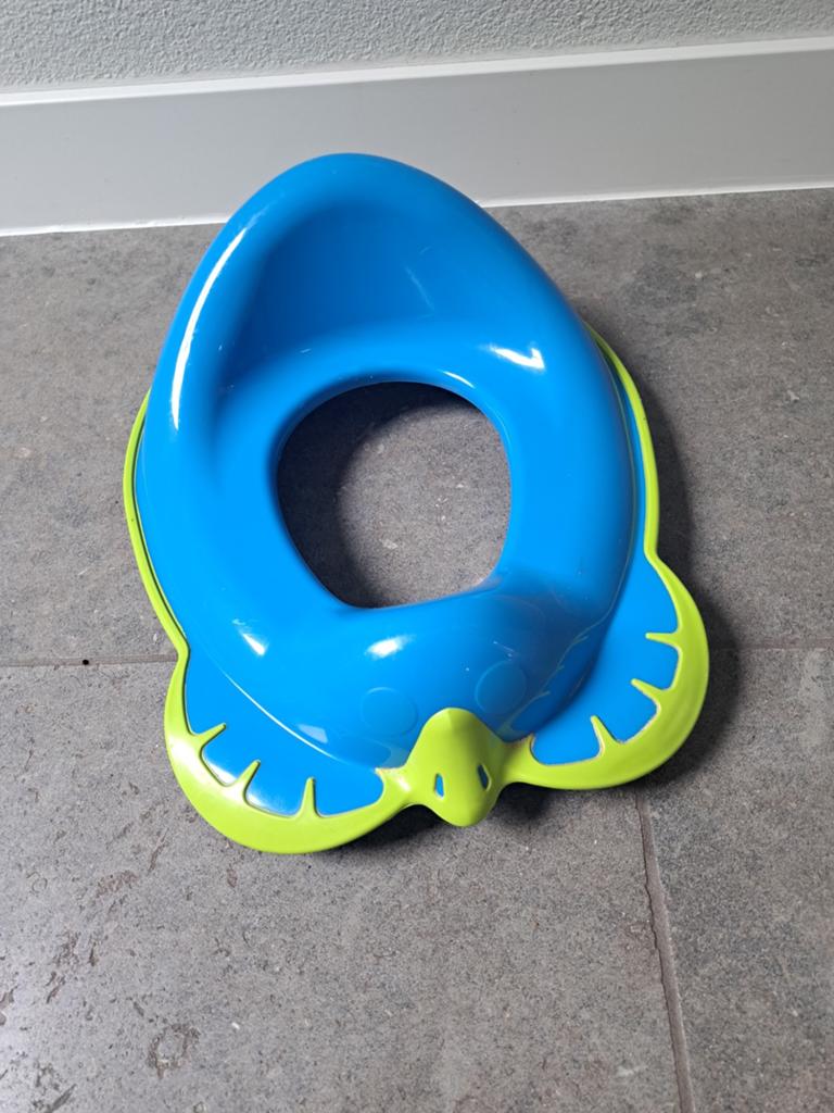 Blauwe en groene kinder wc-bril verkleiner, Ophalen, Gebruikt