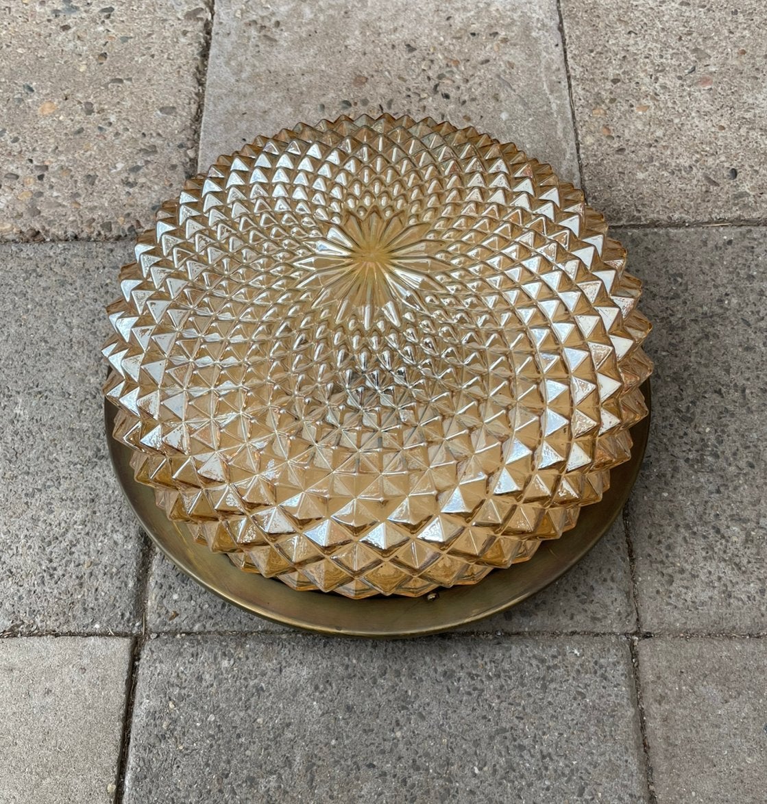 Plafondlamp Groot kristalglas Sconce 35Cm Century Design1970, Ophalen, Zo goed als nieuw, Glas, Plafondlamp van kristalglas Sconce, Mid-Century Design, 1970