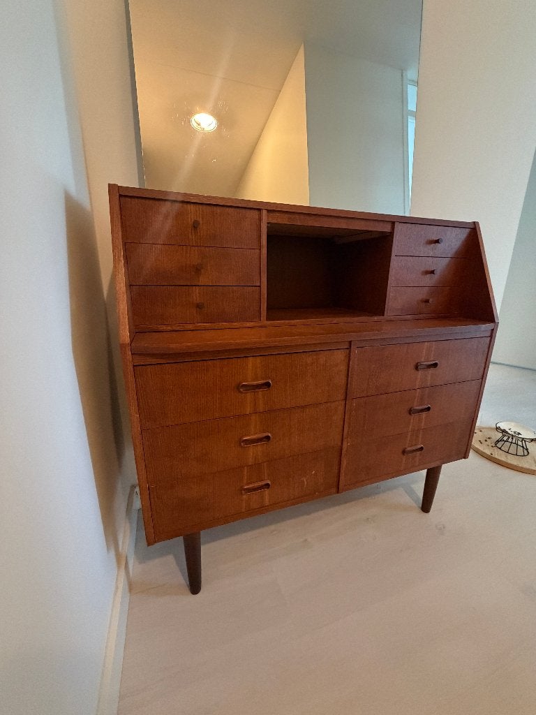 Vintage Mid-Century Wooden Sideboard / Dresser, Ophalen, Gebruikt, 50 tot 100 cm, Met lade(s)