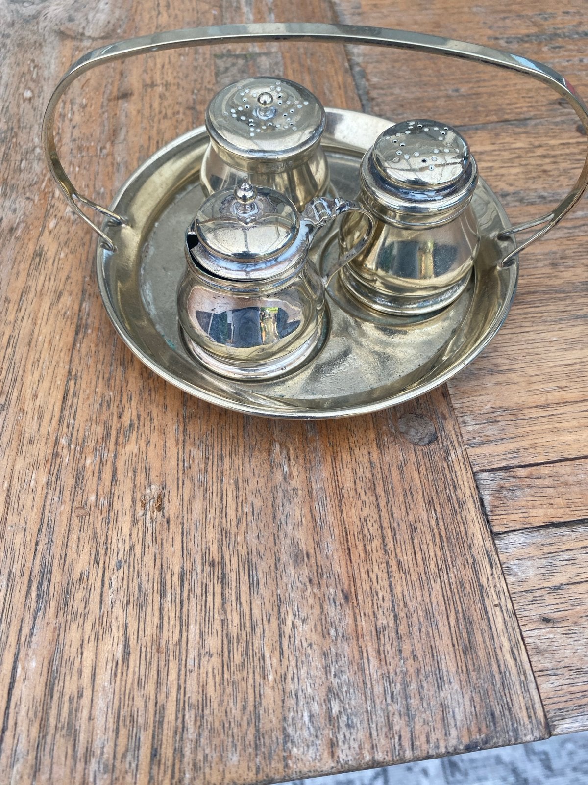 Verzilverd Peper- en Zoutstel met Dienblad, Antiek en Kunst, Ophalen of Verzenden
