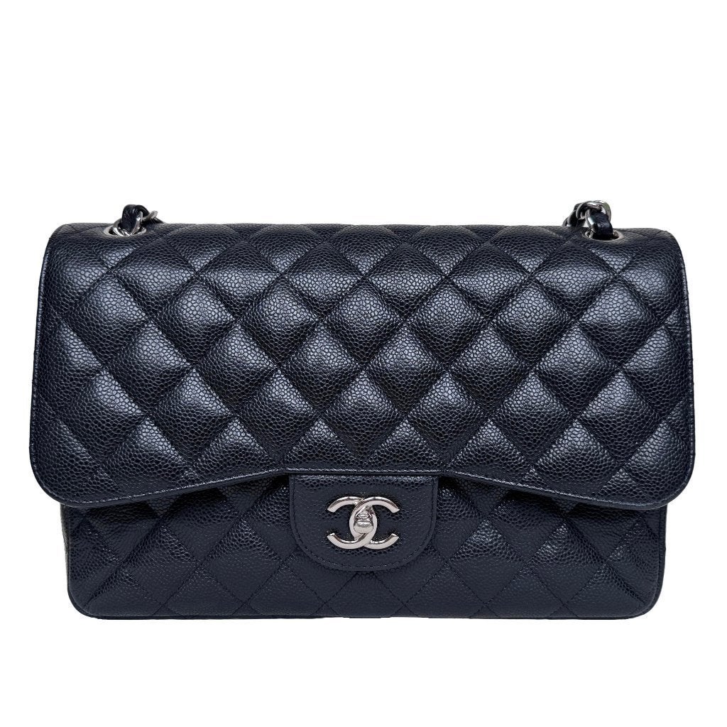 Chanel double flap classic caviar 2.55 11.12 tas kaviaar, Ophalen of Verzenden, Zo goed als nieuw, Blauw