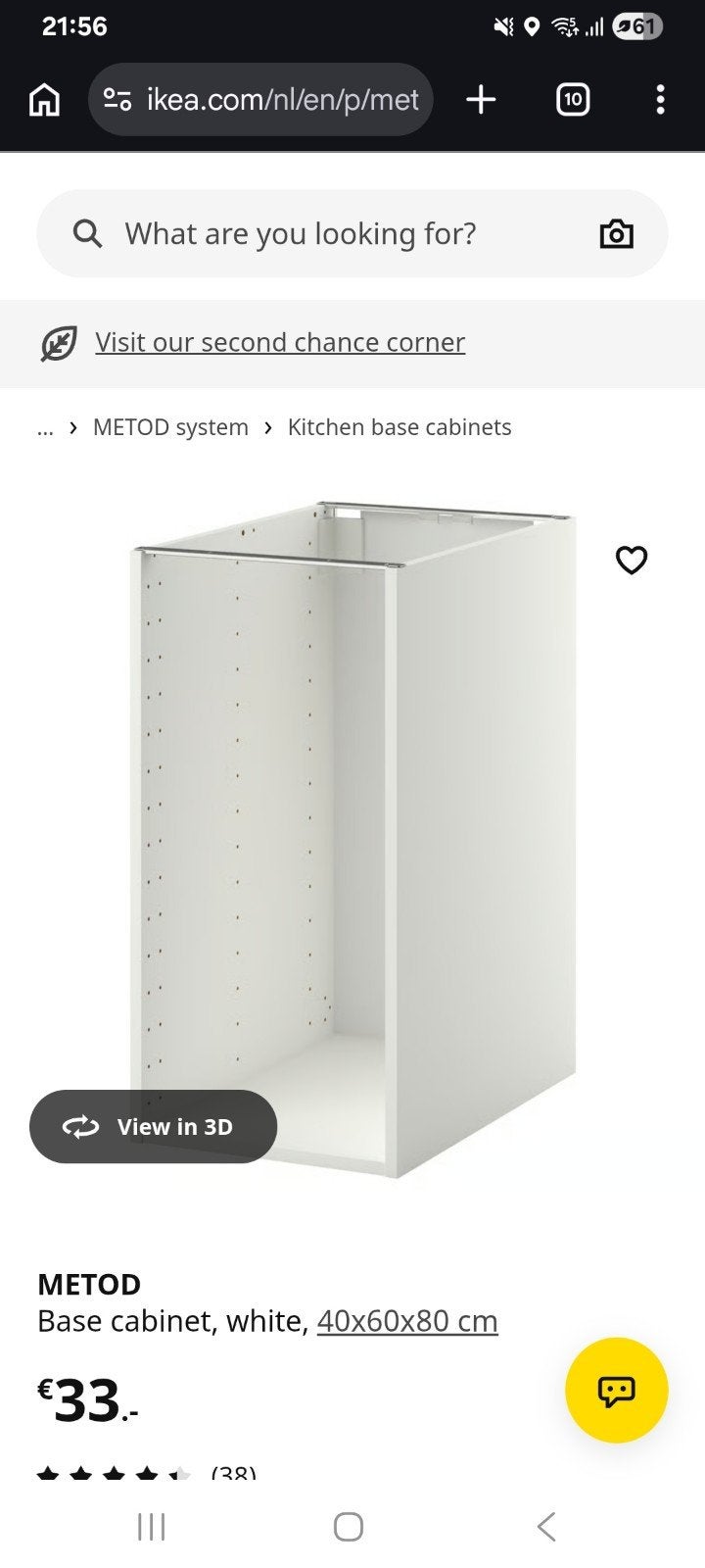 IKEA METOD onderkast, wit, 40x60x80 cm, Minder dan 50 cm, Wit, Nieuw, Ophalen of Verzenden