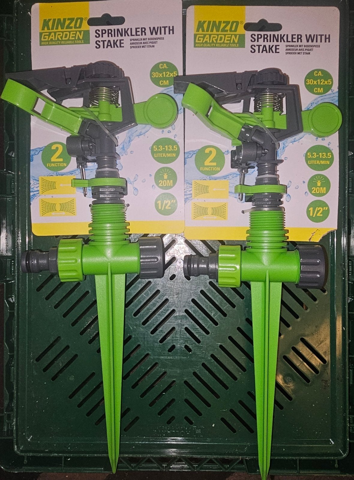 Kinzo Garden Sproeier met Grondpin - 2 Stuks, Tuin en Terras, Ophalen of Verzenden, Nieuw, Sectorsproeier