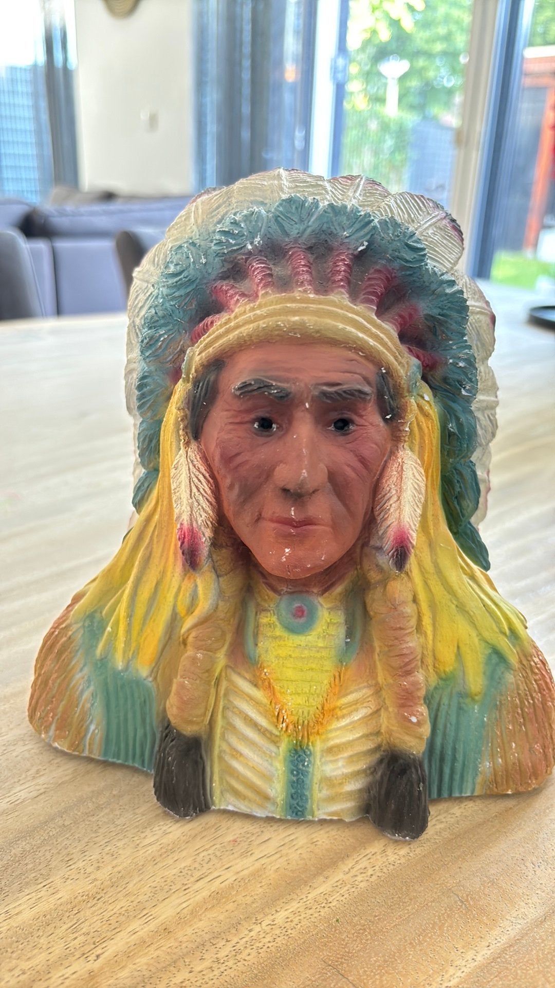 Vintage Indianenhoofd beeldje E.T. 1991, Verzamelen, Beelden en Beeldjes, Ophalen, Gebruikt, Mens