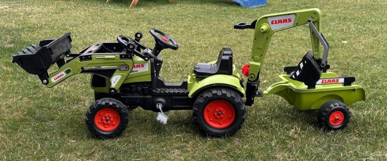 Claas traptractor met voorlader en aanhanger/graafmachine, Ophalen, Zo goed als nieuw