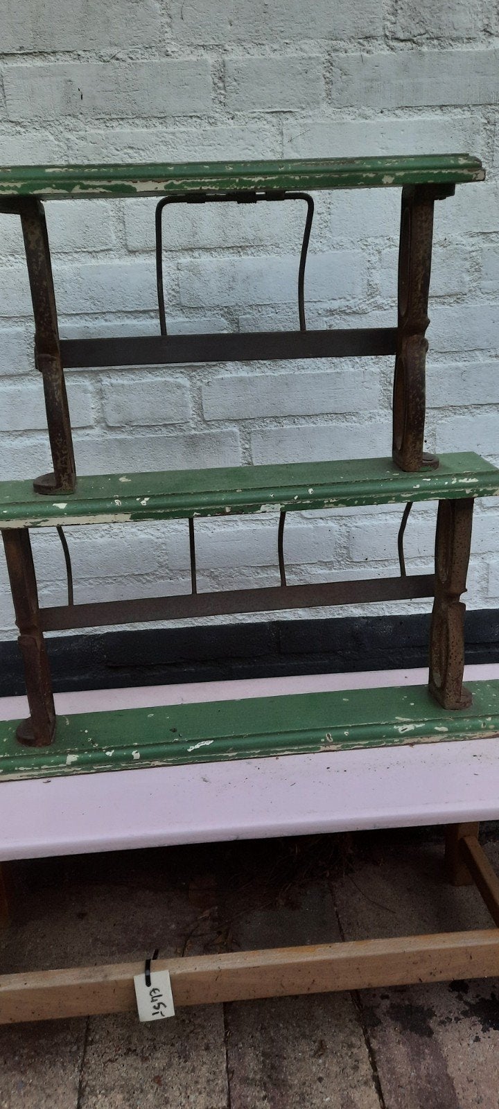 Vintage Groene papierrolhouder met Gietijzeren Details, Ophalen of Verzenden
