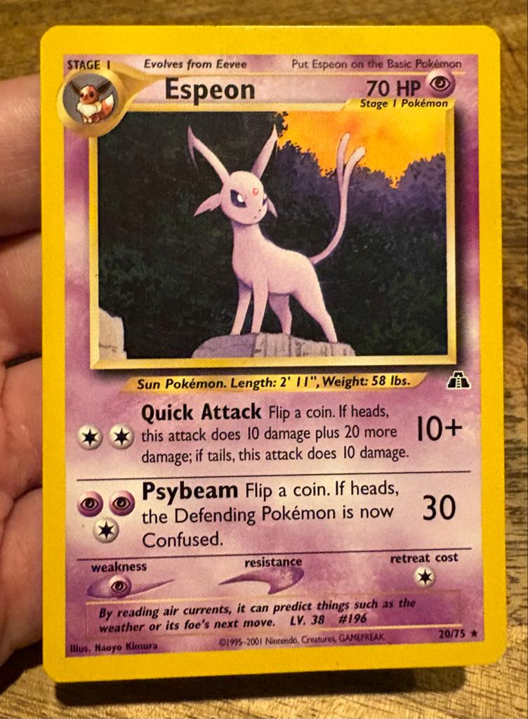 Espeon Pokémon Kaart Neo Discovery #20/75 (2001), Hobby en Vrije tijd, Verzamelkaartspellen | Pokémon, Ophalen of Verzenden, Zo goed als nieuw