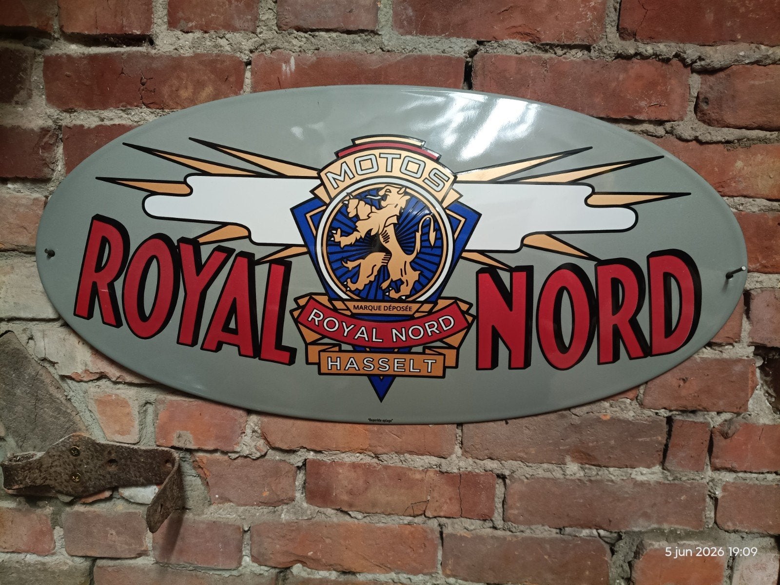Groot zwaar emaille bord Royal Nord bromfietsen, Ophalen, Reclamebord