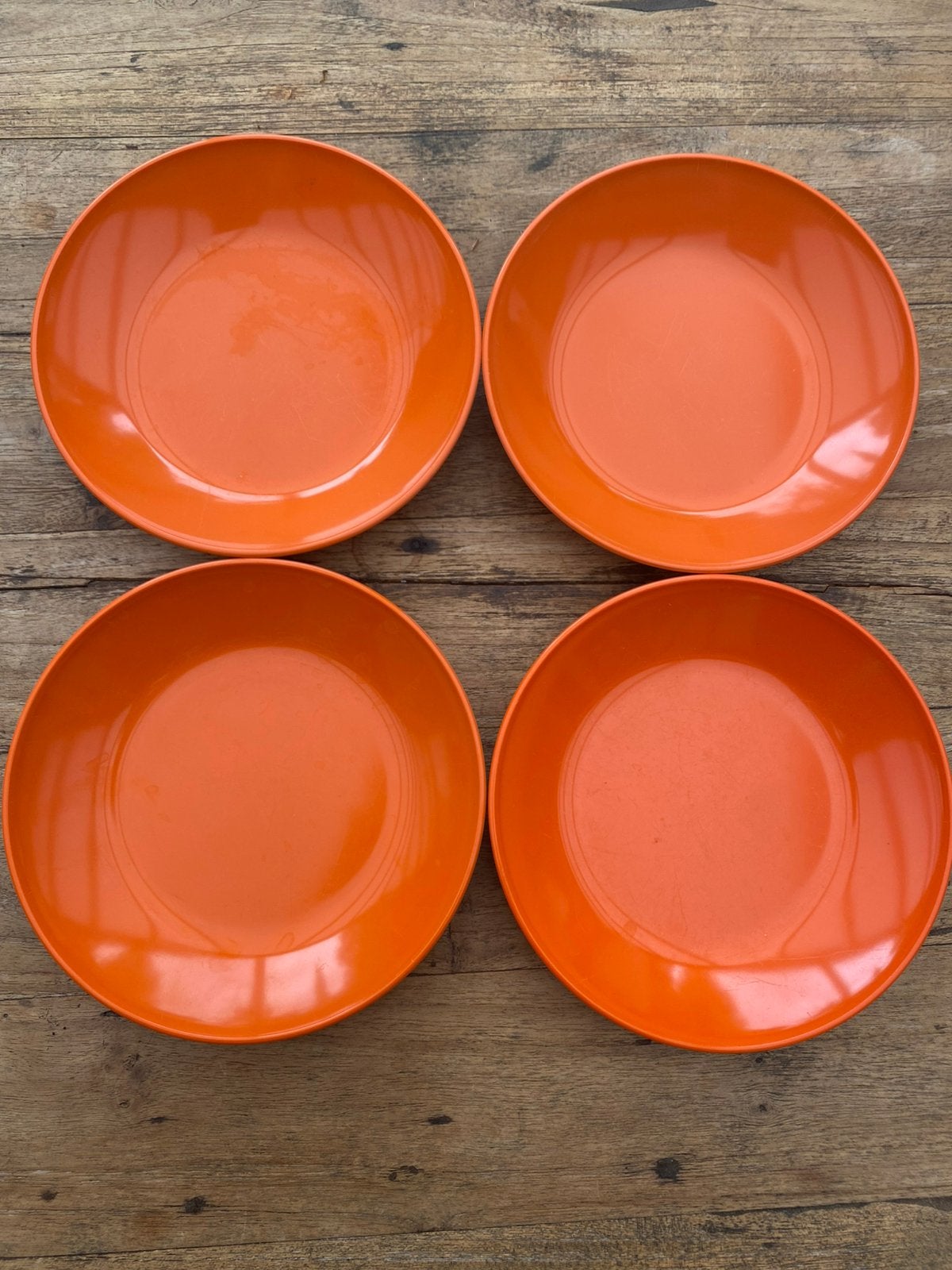 4 vintage Mepal diepe borden oranje, Ophalen of Verzenden, Zo goed als nieuw