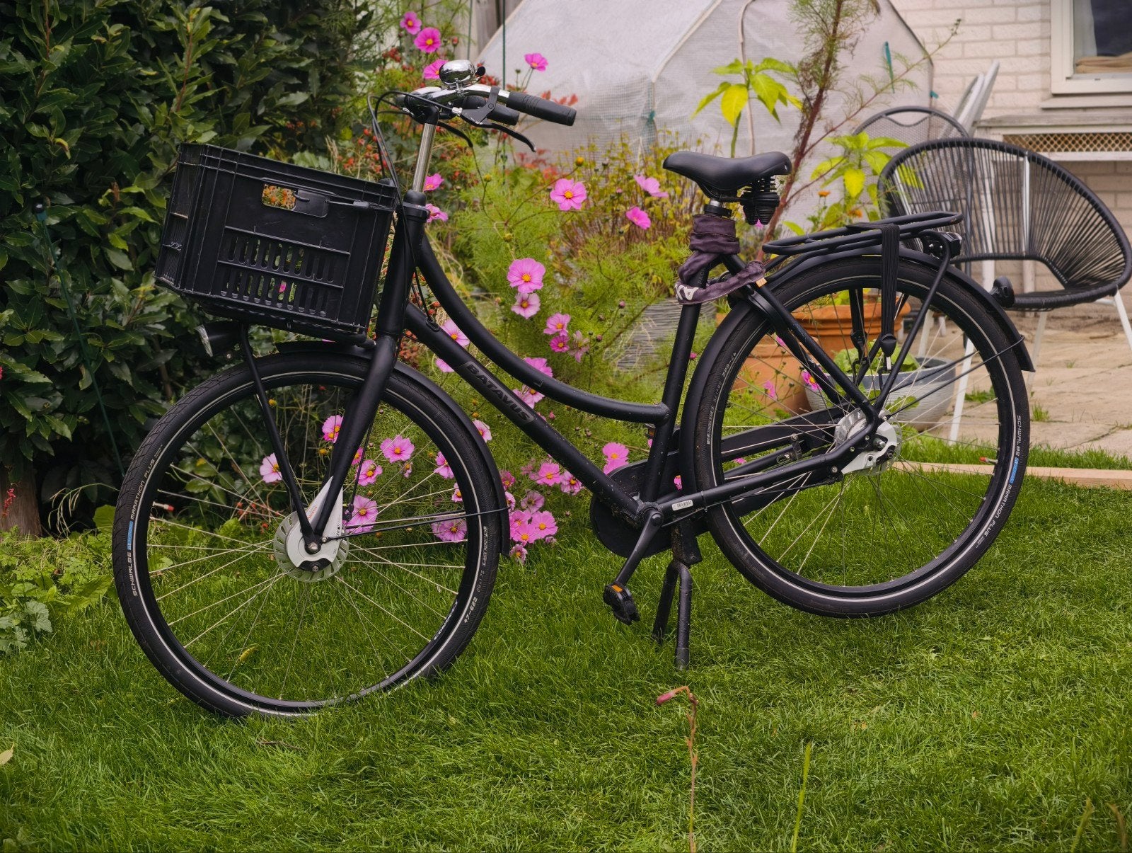 Zwarte Batavus kratfiets, Ophalen, Gebruikt, Versnellingen, Batavus