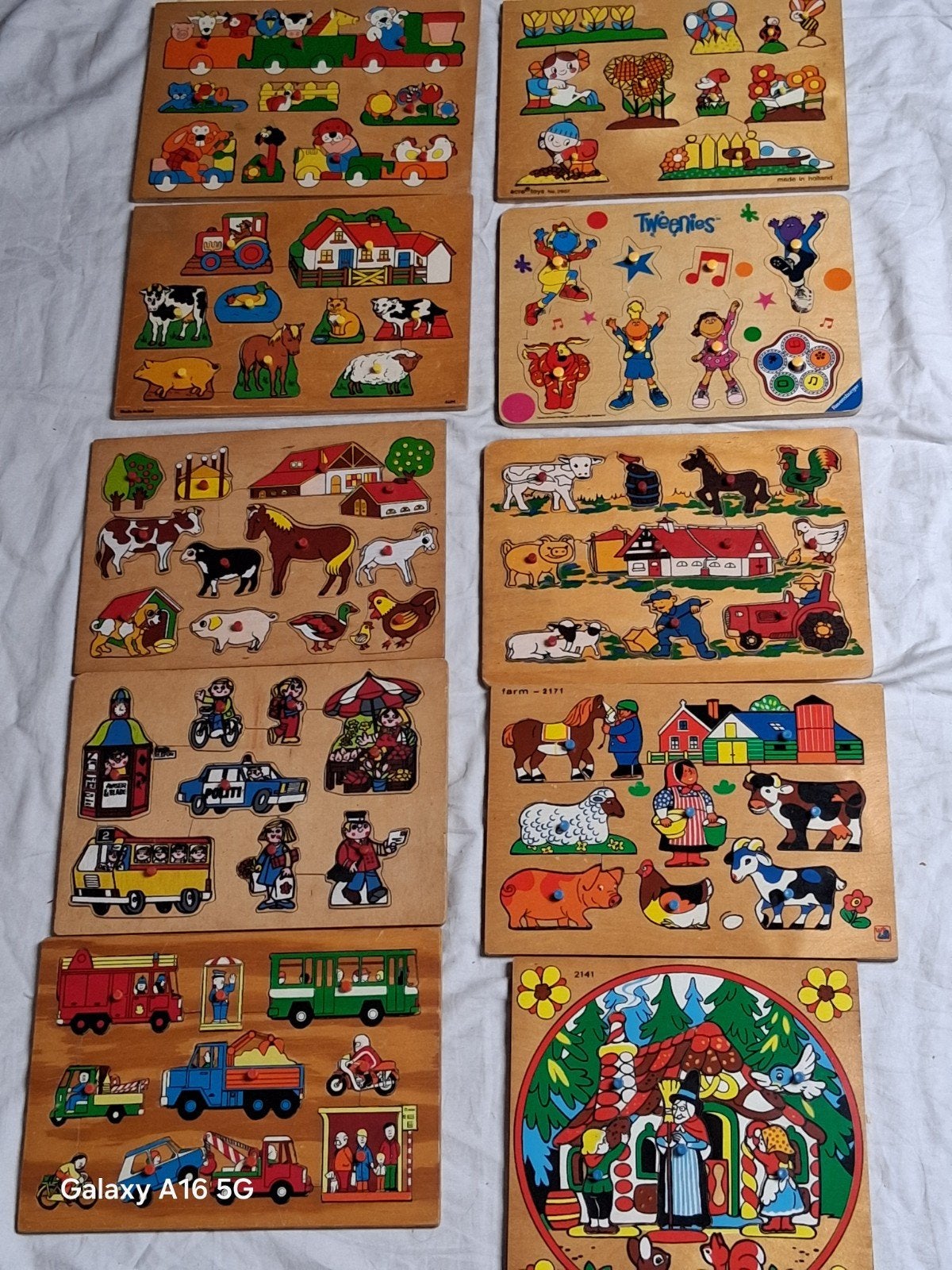 10 houten puzzels., Kinderen en Baby's, Speelgoed | Kinderpuzzels, Ophalen of Verzenden, Minder dan 10 stukjes, Gebruikt