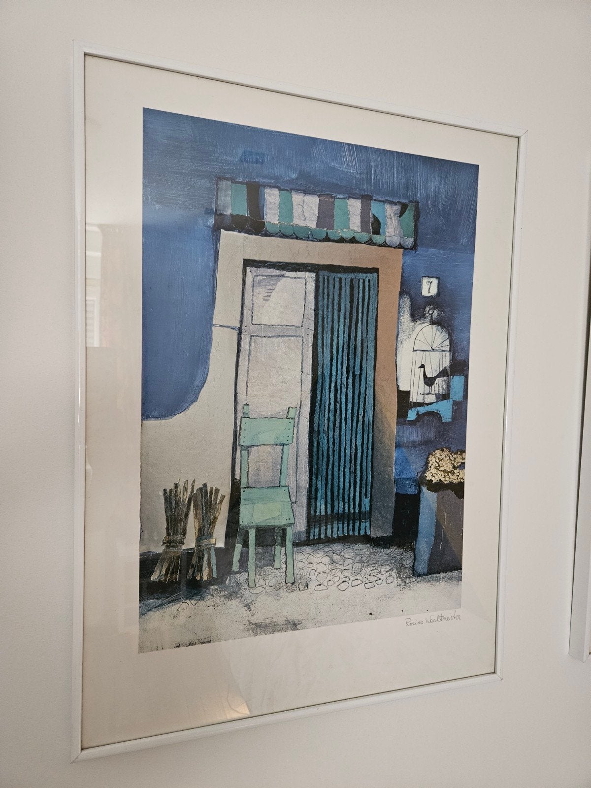 2 reproducties Rosina Wachtmeister blauw met katten, Ophalen