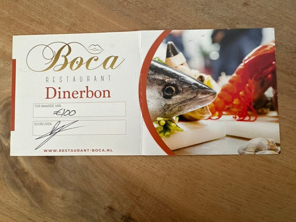 Dinerbon Restaurant Boca in Venlo twv €100, Twee personen, Cadeaubon, Overige typen