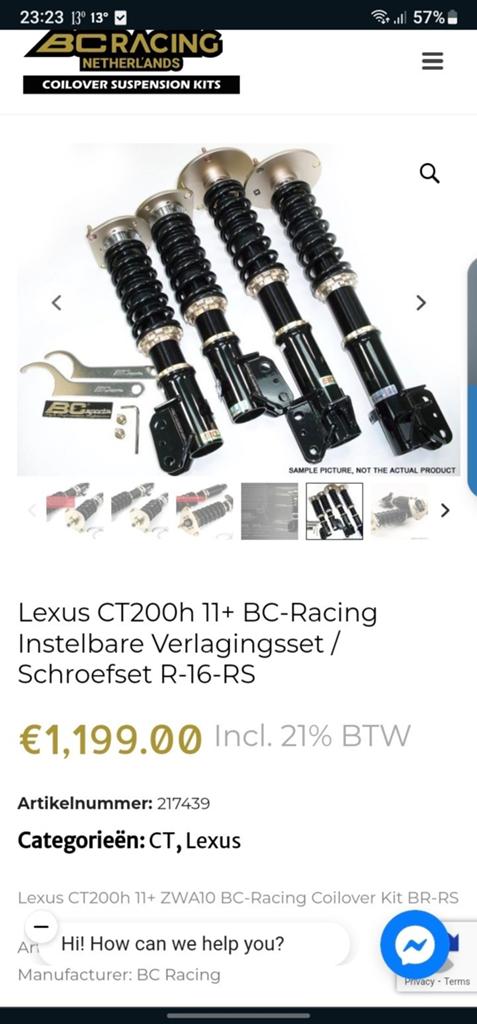 Lexus CT200H BC Racing Coilovers 2011-2017, Ophalen of Verzenden