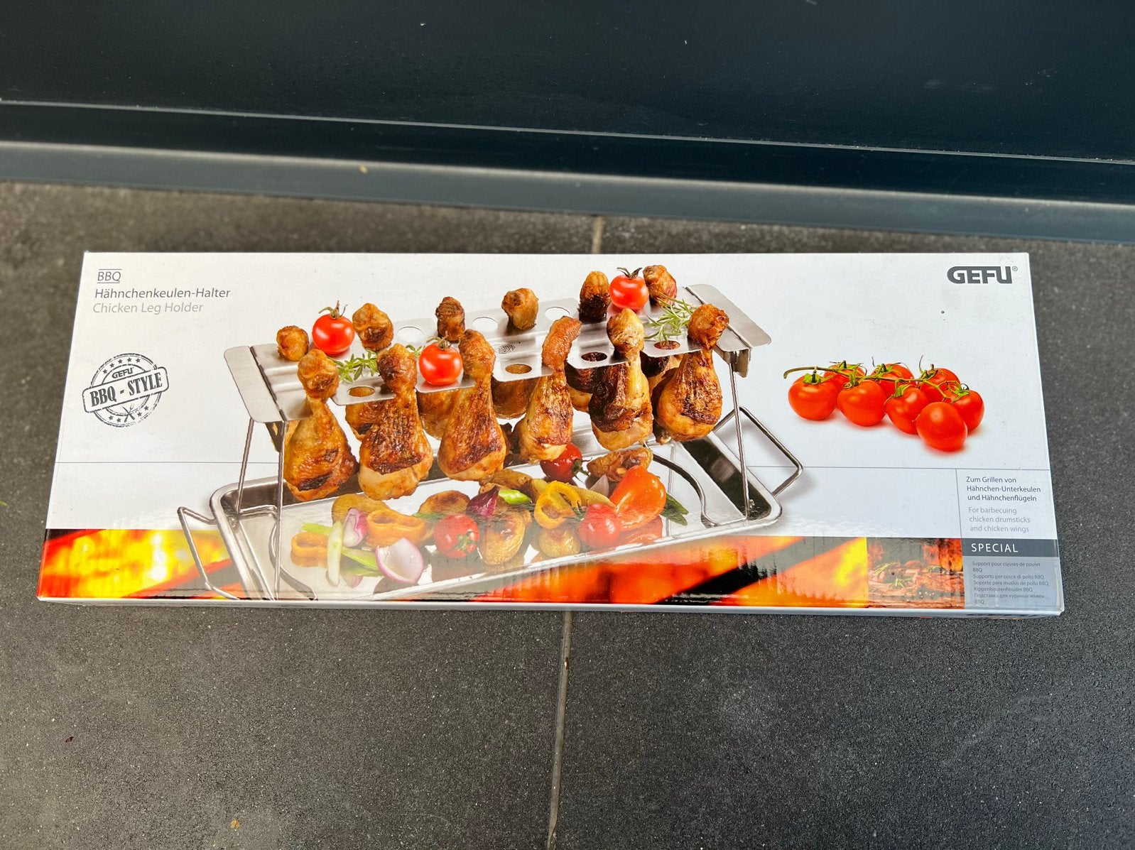 GEFU BBQ Kippenpootjeshouder - Roestvrij staal, Ophalen, Nieuw