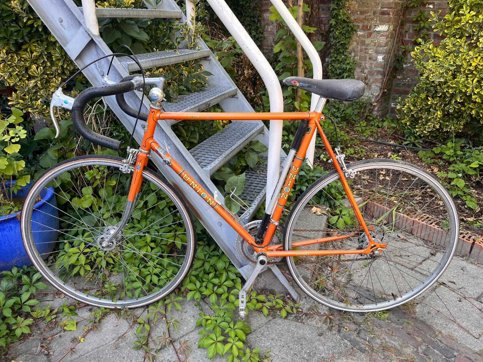 Hippe oranje racefiets Union met extra set wielen, 55 tot 59 cm, Ophalen, Jaren '60 of nieuwer