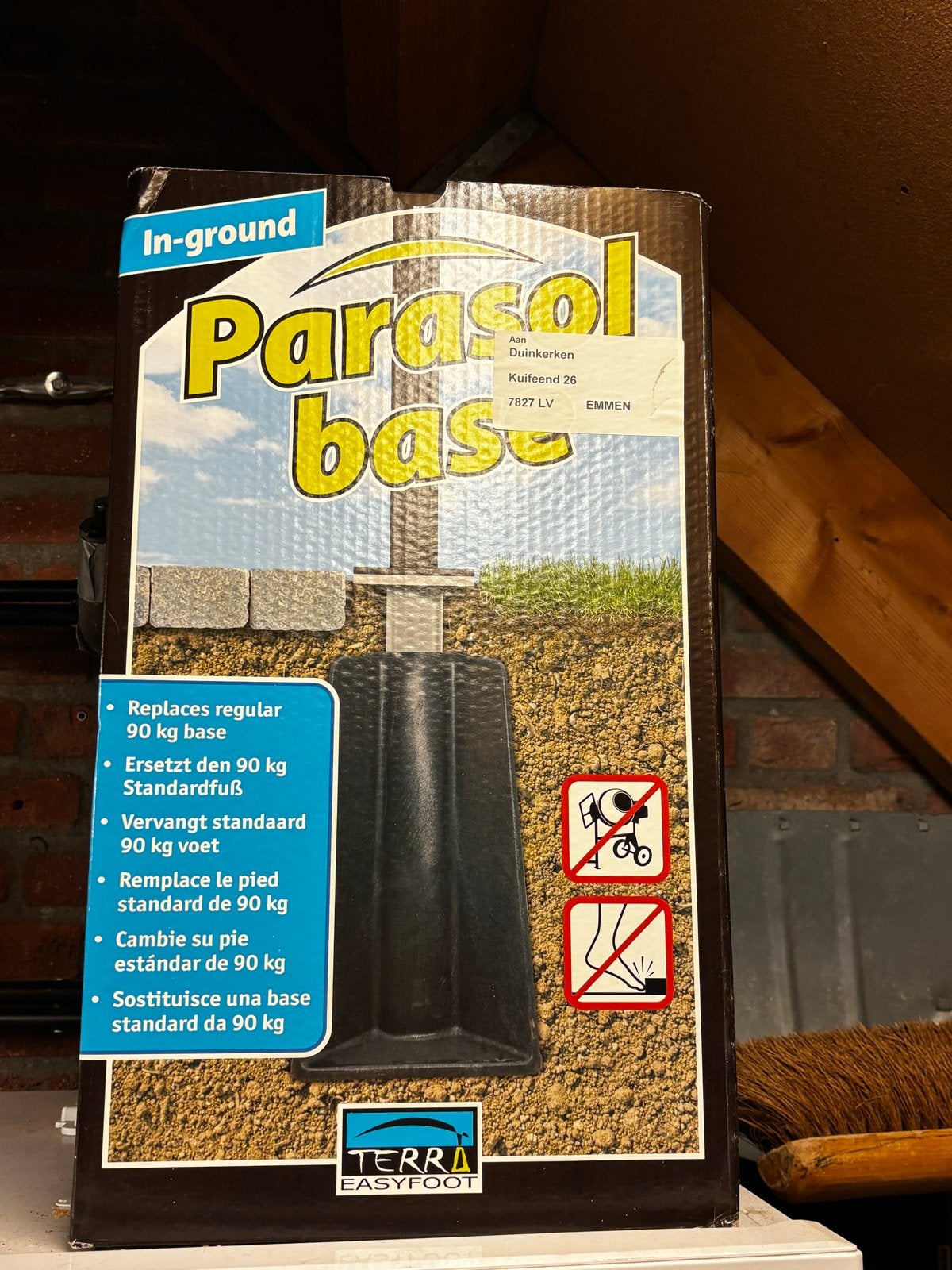 Terra Easyfoot In-ground Parasolvoet - Vervangt 90kg voet, Tuin en Terras, Ophalen, Nieuw, Parasolvoet
