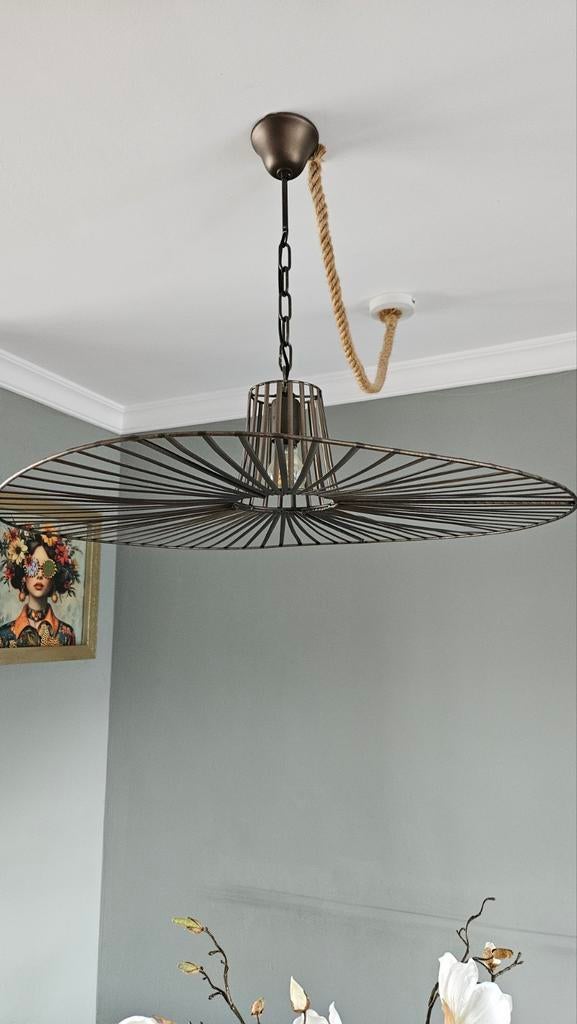 Hanglamp Wave Brons 80 cm - Vertigo Stijl, Huis en Inrichting, Lampen | Hanglampen, Nieuw, Modern, Vertigo, Hoedlamp, Ophalen of Verzenden