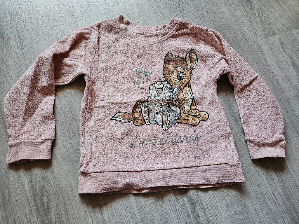 Lichtroze Bambi badstof trui maat 98/104 in goede staat, Disney, Meisje, Trui of Vest, Ophalen of Verzenden